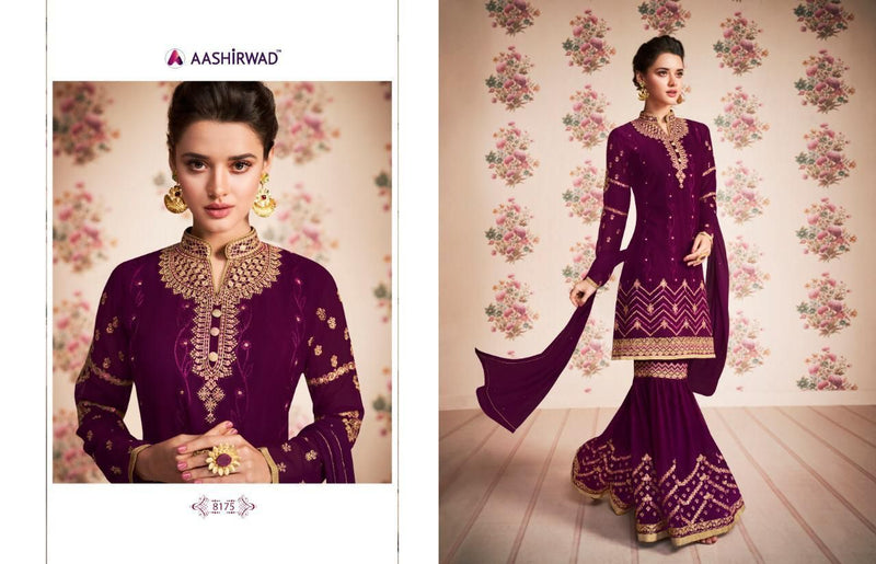 AASHIRWAD DNO 8175 GEORGETTE BEAUTIFUL WORK STYLISH DESIGNER FESTIVE WEAR SALWAR KAMEEZ