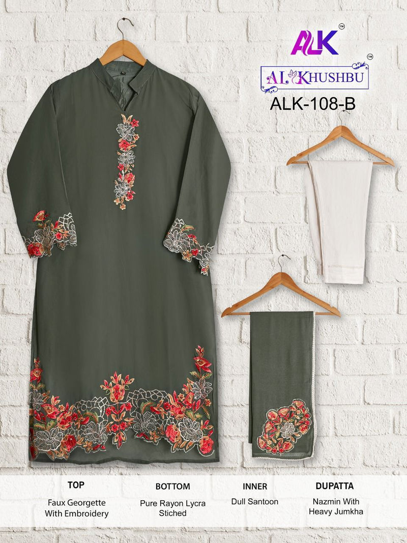 AL KHUSHBU DNO 108 B GEORGETTE WITH BEAUTIFUL FANCY WORK STYLISH DESIGNER CASUAL LOOK PRET KURTI