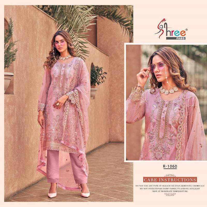 SHREE FAB R 1060 READYMADE PRET PINK COLOR EMBROIDERY PAKISTANI SUIT WITH MOTI WORK