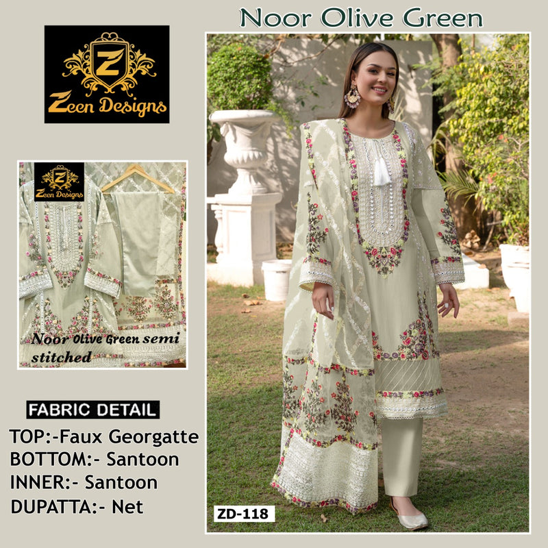 Zeen Designs Dno ZD 118 Georgette With Beautiful Work Stylish Designer Party Wear Salwar Kameez