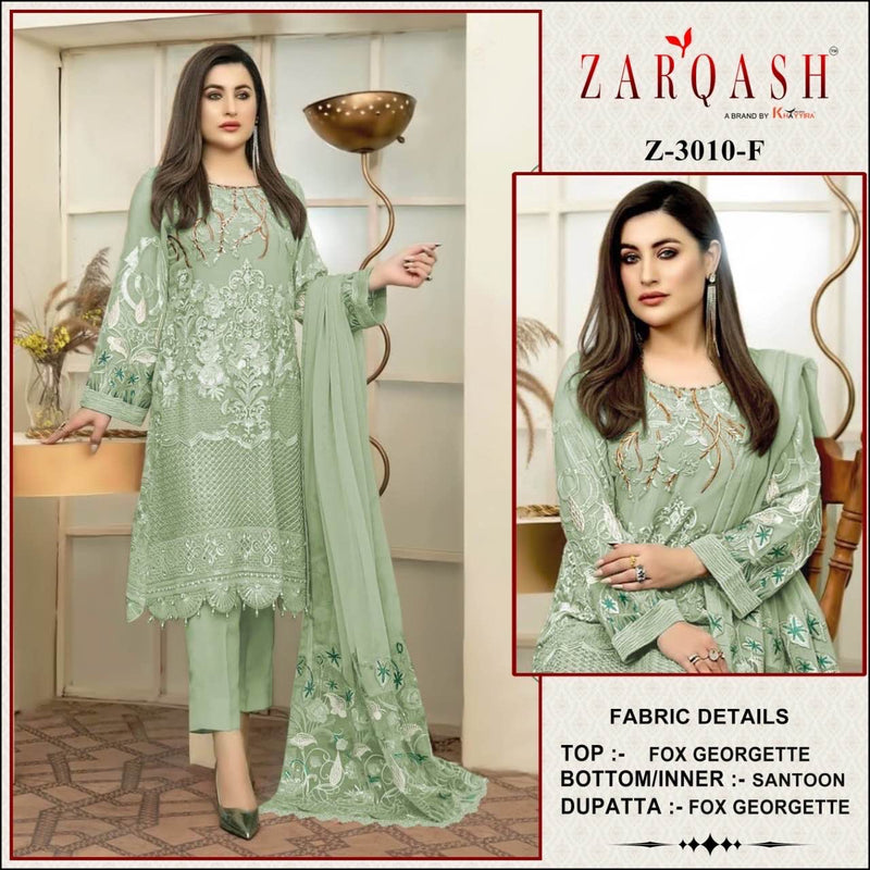 Zarqash Dno Z 3010 F Georgette With Embroidery Work Stylish Designer Festive Wear Look Salwar Kameez