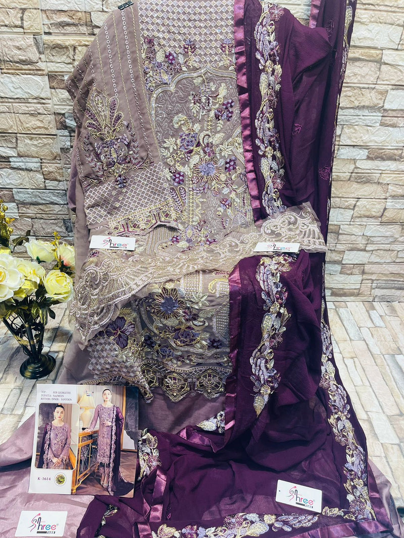 Shree Fab Dno K 1614 Georgette With Heavy Embroidery Work Stylish Designer Wedding Look Salwar Kameez