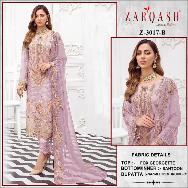 Zarqash Dno Z 3017 B Georgette With Embroidery Work Stylish Designer Wedding Look Salwar Kameez