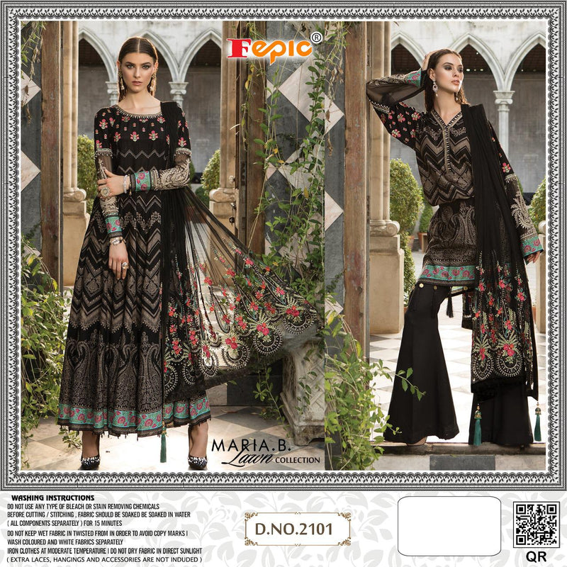 FEPIC MARIA B LAWN D NO 2101 PURE CAMBRIC PRINTED PARTY WEAR PAKISTANI SALWAR SUIT SINGLES