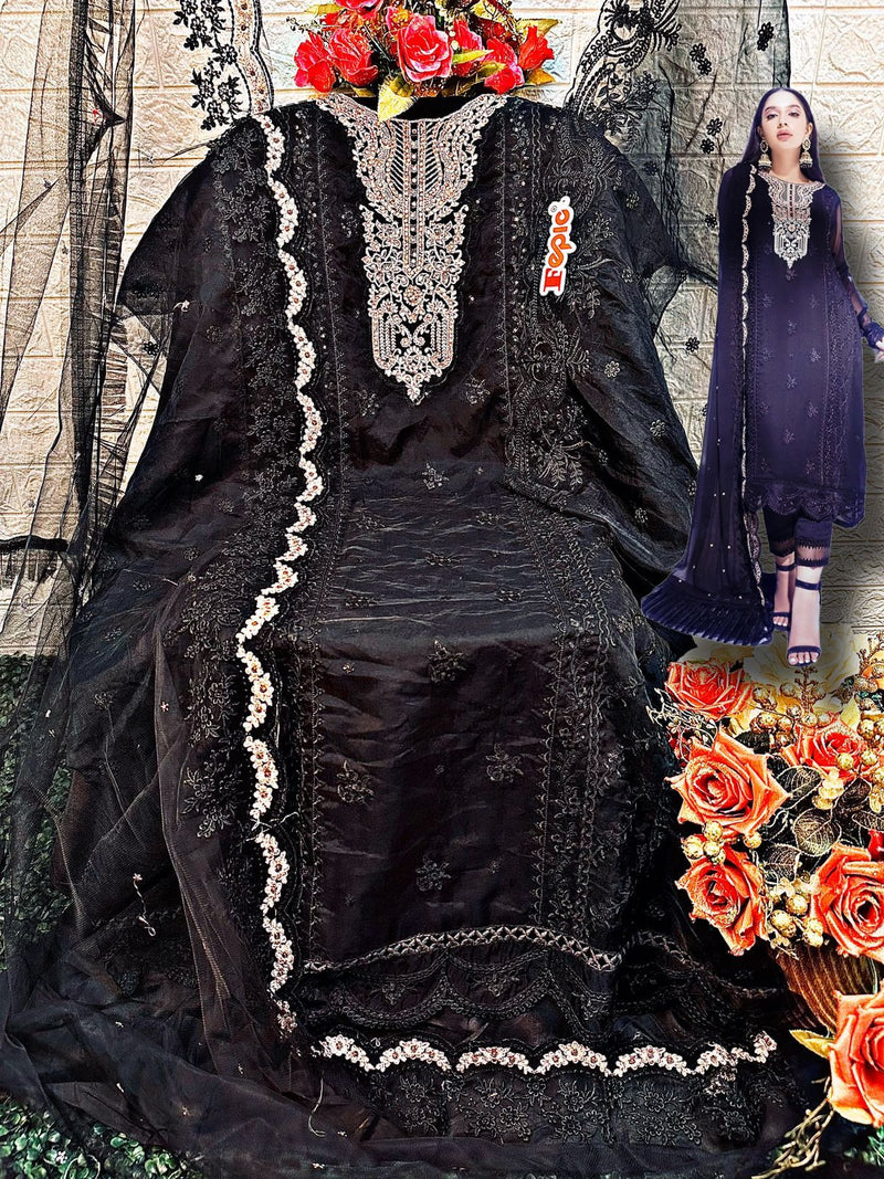 FEPIC ROSEMEEN C 1542 ORGANZA EMBROIDERED PARTY WEAR PAKISTANI SUIT SINGLES