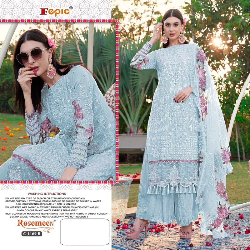 FEPIC ROSEMEEN C 1169 B GEORGETTE EMBROIDERED PARTY WEAR PAKISTANI SUIT SINGLES