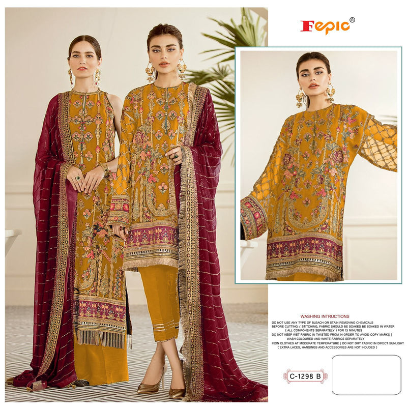FEPIC ROSEMEEN C 1298 B GEORGETTE EMBROIDERY WITH HAND WORK STYLISH DESIGNER PARTY WEAR SALWAR KAMEEZ