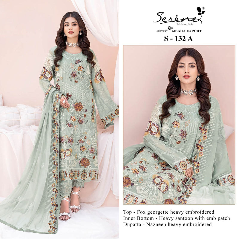 SERINE S-132-A GEORGETTE HEAVY EMBROIDERED STYLISH DESIGNER PARTY WEAR PAKISTANI SUIT SPEICAL EID COLLETIONS SINGLES