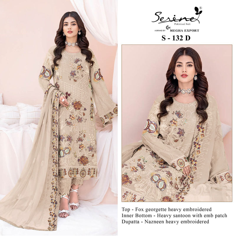 SERINE S-132-D GEORGETTE HEAVY EMBROIDERED STYLISH DESIGNER PARTY WEAR PAKISTANI SUIT SPEICAL EID COLLETIONS SINGLES