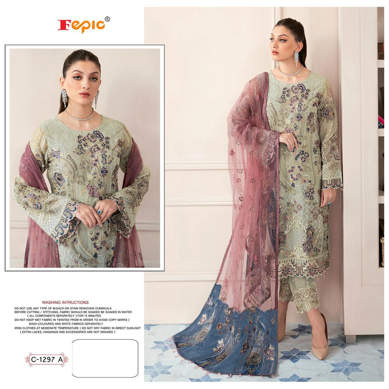 FEPIC ROSEMEEN C 1297 A GEORGETTE EMBROIDERY HAND WORK STYLISH DESIGNER PARTY WEAR PAKISTANI SUIT SPEICAL EID COLLETIONS SINGLES