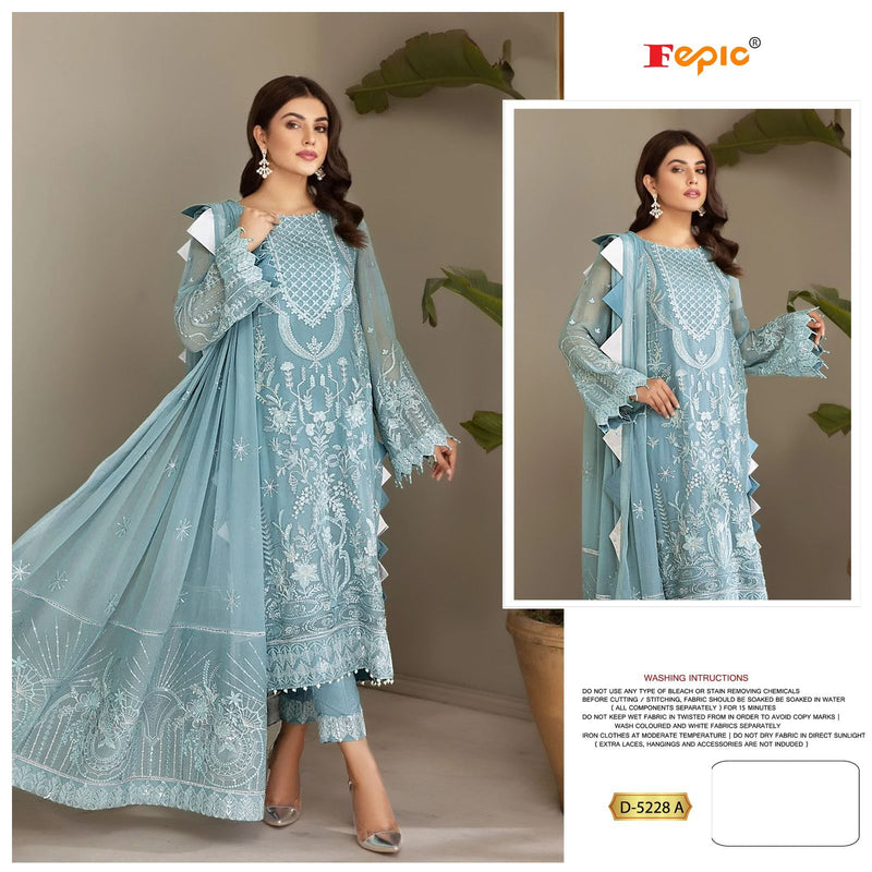 FEPIC ROSEMEEN D 5228 A GEORGETTE EMBROIDERY HAND WORK STYLISH DESIGNER PARTY WEAR PAKISTANI SUIT SPEICAL EID COLLETIONS SINGLES