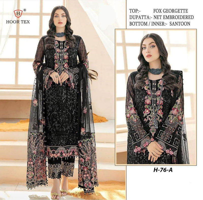 HOOR TEX-H-76-A GEORGETTE EMBROIDERY SEQUENCE WORK PARTY WEAR PAKISTANI SUIT SPEICAL EID COLLETIONS SINGLES