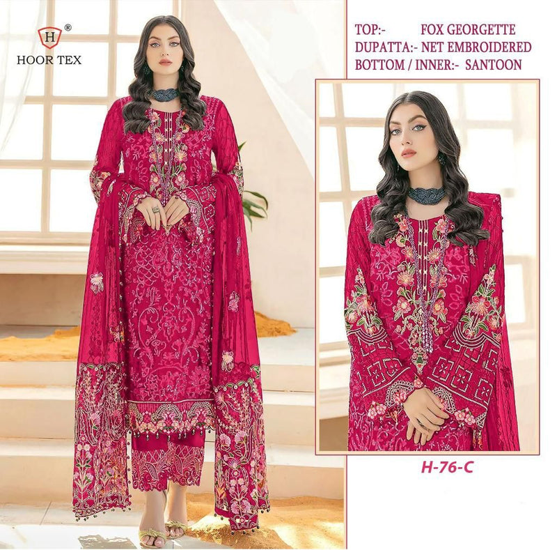 HOOR TEX-H-76-C GEORGETTE EMBROIDERY SEQUENCE WORK PARTY WEAR PAKISTANI SUIT SPEICAL EID COLLETIONS SINGLES