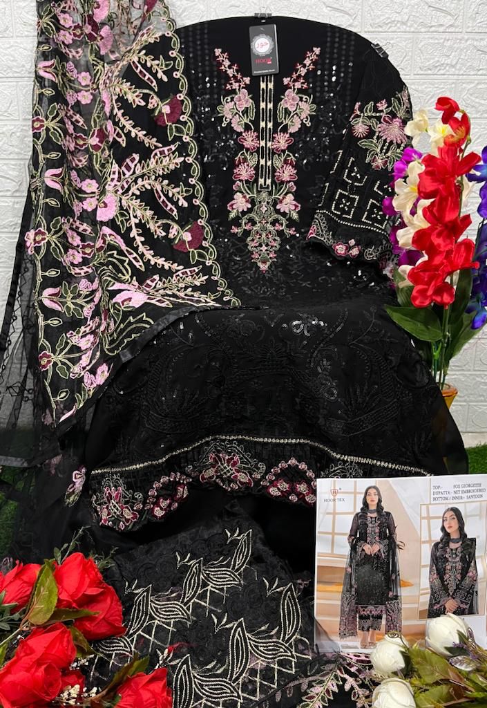 HOOR TEX-H-76-A GEORGETTE EMBROIDERY SEQUENCE WORK PARTY WEAR PAKISTANI SUIT SPEICAL EID COLLETIONS SINGLES