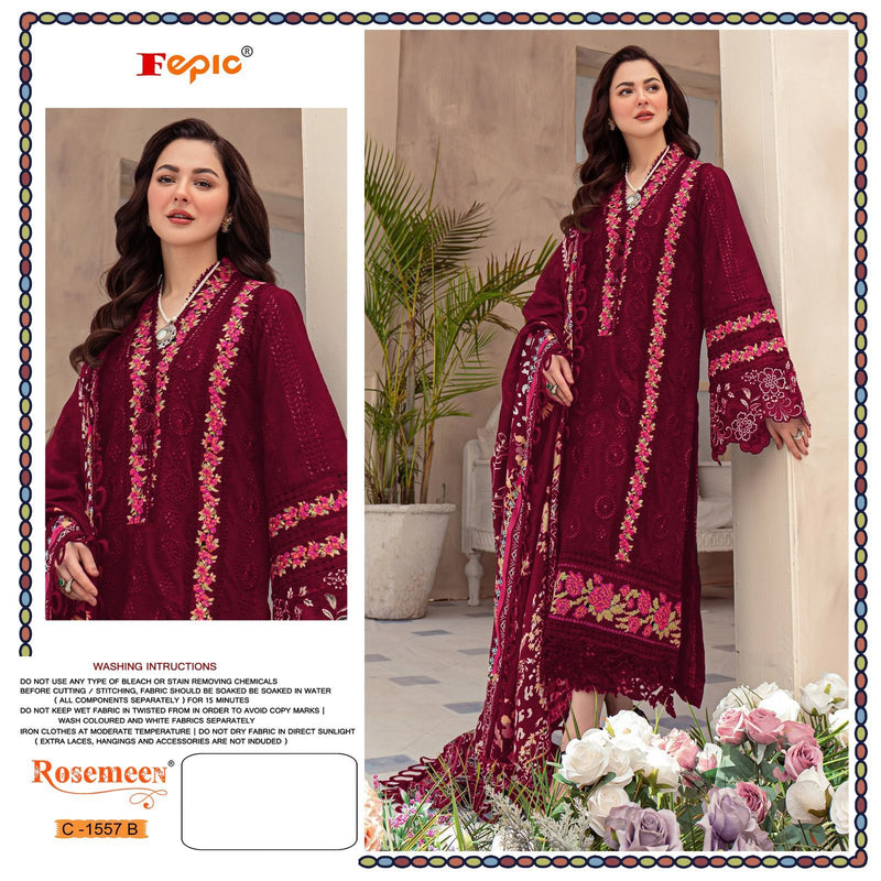 FEPIC ROSEMEEN C 1557 B GEORGETTE EMBROIDERY HAND WORK STYLISH DESIGNER PARTY WEAR PAKISTANI SUIT SPEICAL EID COLLETIONS SINGLES