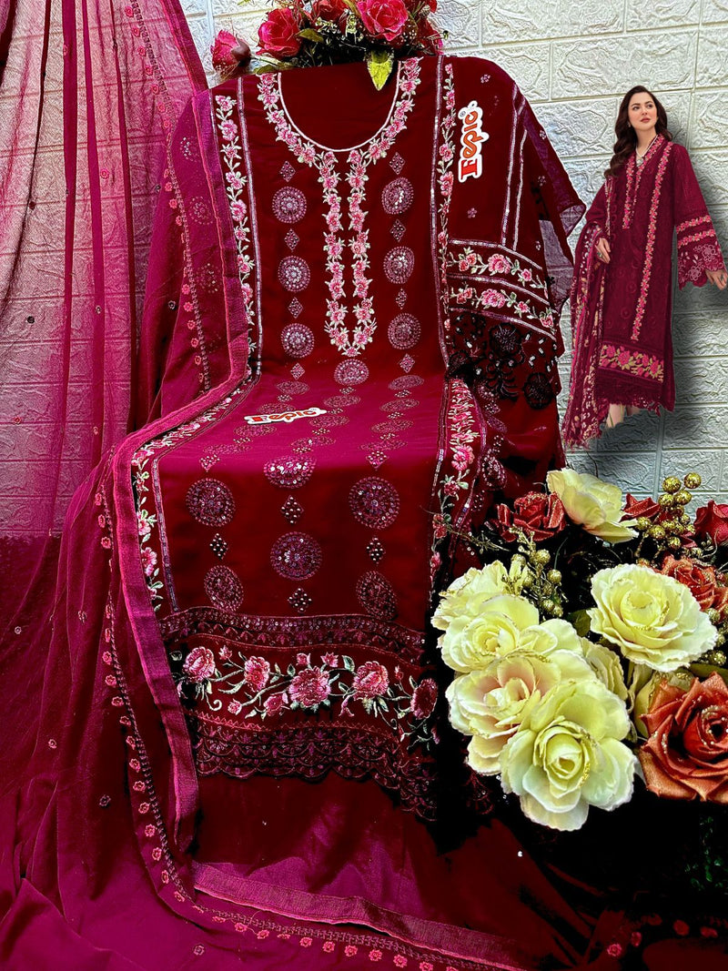 FEPIC ROSEMEEN C 1557 B GEORGETTE EMBROIDERY HAND WORK STYLISH DESIGNER PARTY WEAR PAKISTANI SUIT SPEICAL EID COLLETIONS SINGLES