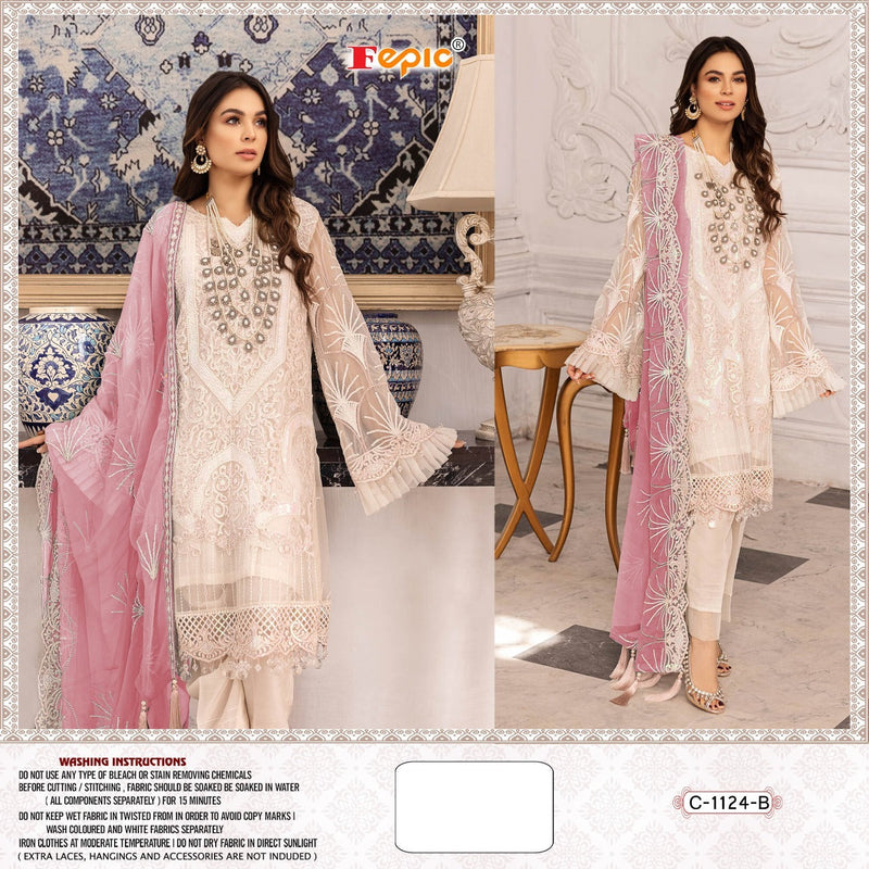 FEPIC ROSEMEEN C 1124 B SALWAR KAMEEZ HEAVY NET EMBROIDERY SINGLES