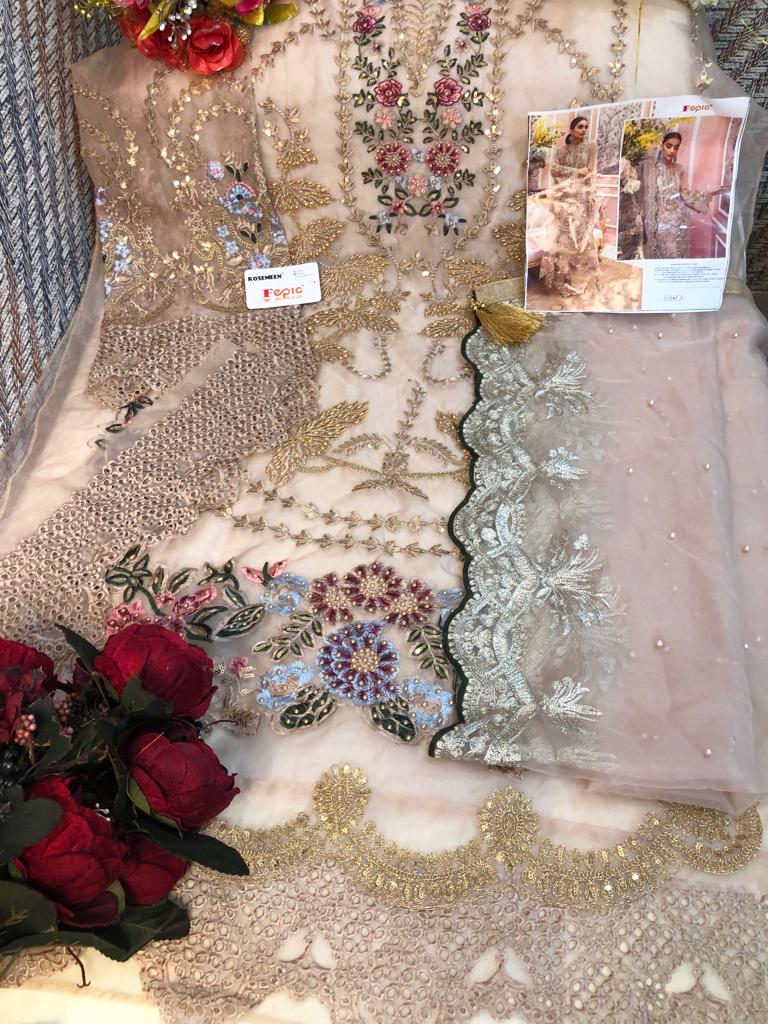 FEPIC ROSEMEEN C 1147 ORGANZA HEAVY EMBROIDARY LOOK SALWAR SUIT SINGLES