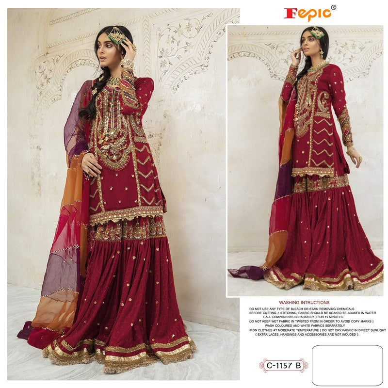 FEPIC ROSEMEEN C 1157 B GEORGETTE FESTIVE LOOK SALWAR SUIT SINGLE