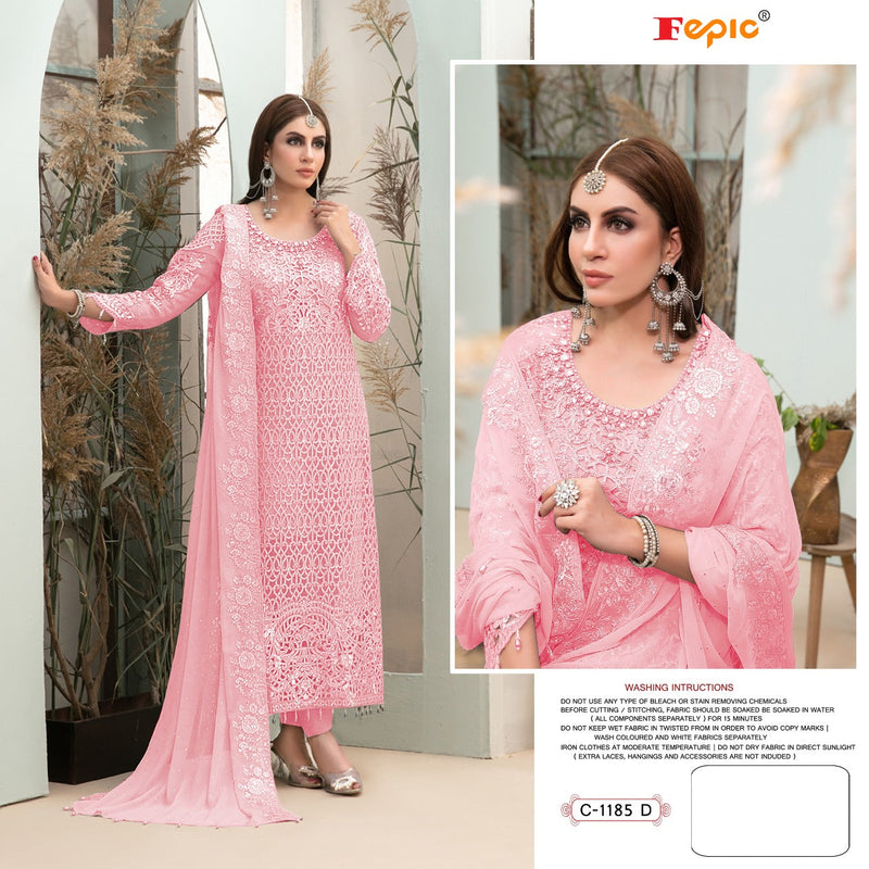 FEPIC ROSEMEEN C 1185 D BUTTERFLY NET WITH HEAVY EMBROIDERY STYLISH DESIGNER PAKISTANI SALWAR SUIT