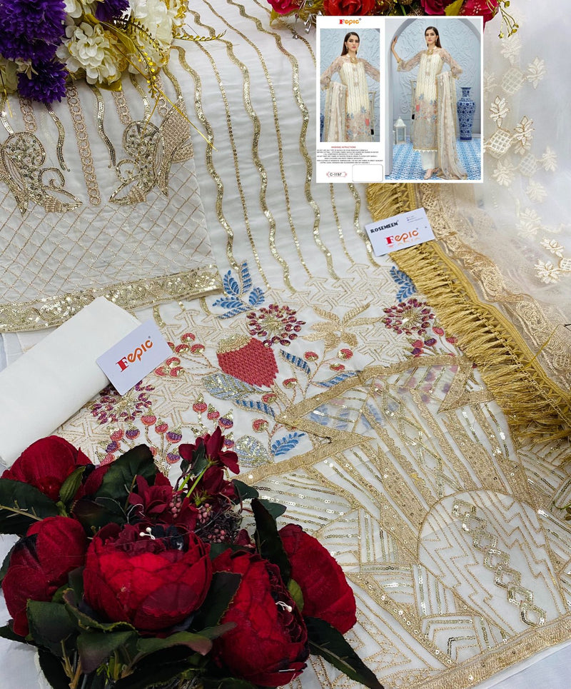 Fepic Rosemeen Dno C 1197 Georgette Stylish Embroidery Work Designer Party Wear Salwar Suit