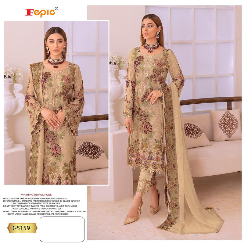 FEPIC ROSEMEEN D 5159 GEORGETTE HEAVY EMBROIDARY LOOK SALWAR SUIT SINGLE