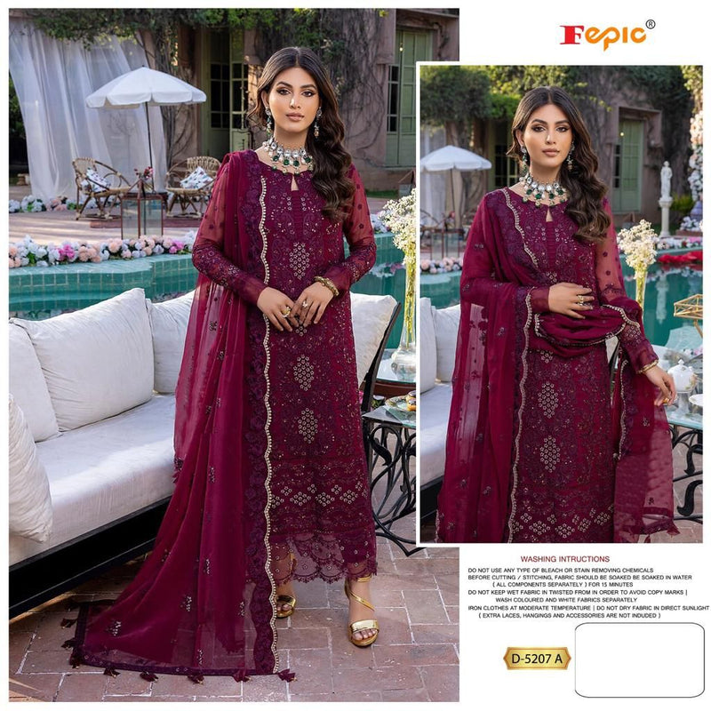FEPIC ROSEMEEN D NO D 5207 A GEORGETTE WITH BUTTERFLY NET EMBROIDERED STYLISH DESIGNER PARTY WEAR SALWAR KAMEEZ