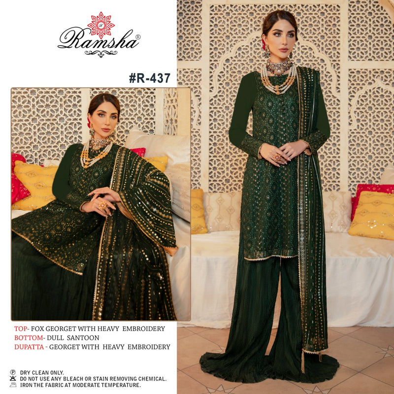 RAMSHA R 437 GEORGETTE WITH DESINER SUIT WITH PARTY WERE PAKISTANI SUIT
