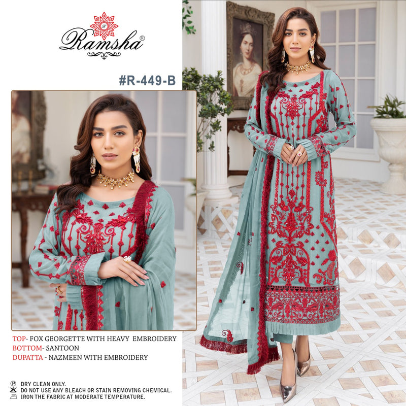 RAMSHA R 449 B GEORGETTE WITH HEAVY EMBROIDERY PARTY WERE DESIGNER SUIT
