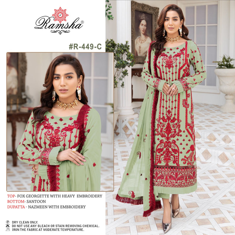 RAMSHA R 449 C GEORGETTE WITH HEAVY EMBROIDERY PARTY WERE DESIGNER SUIT