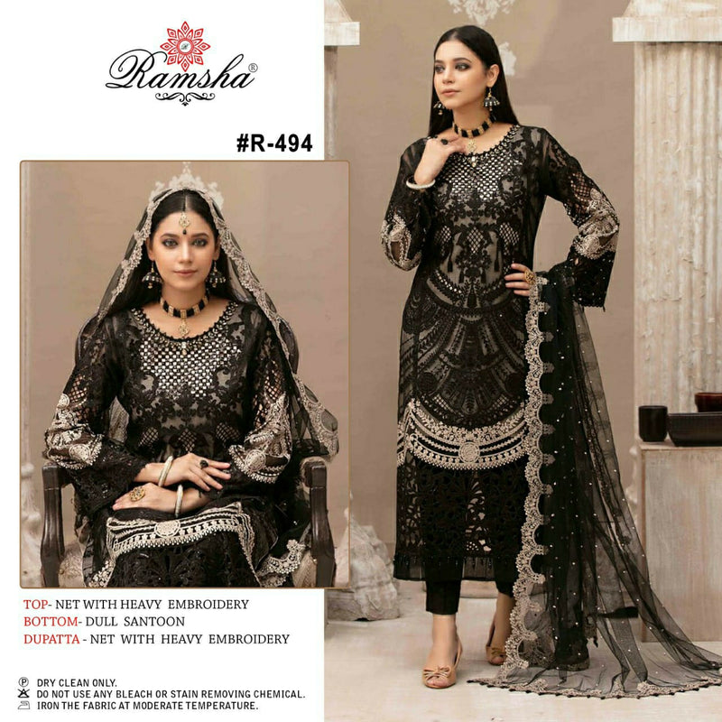 RAMSHA D NO 949 GEORGETTE WITH HEAVY EMBROIDERY STYLISH DESIGNER PAKISTANI SALWAR SUIT