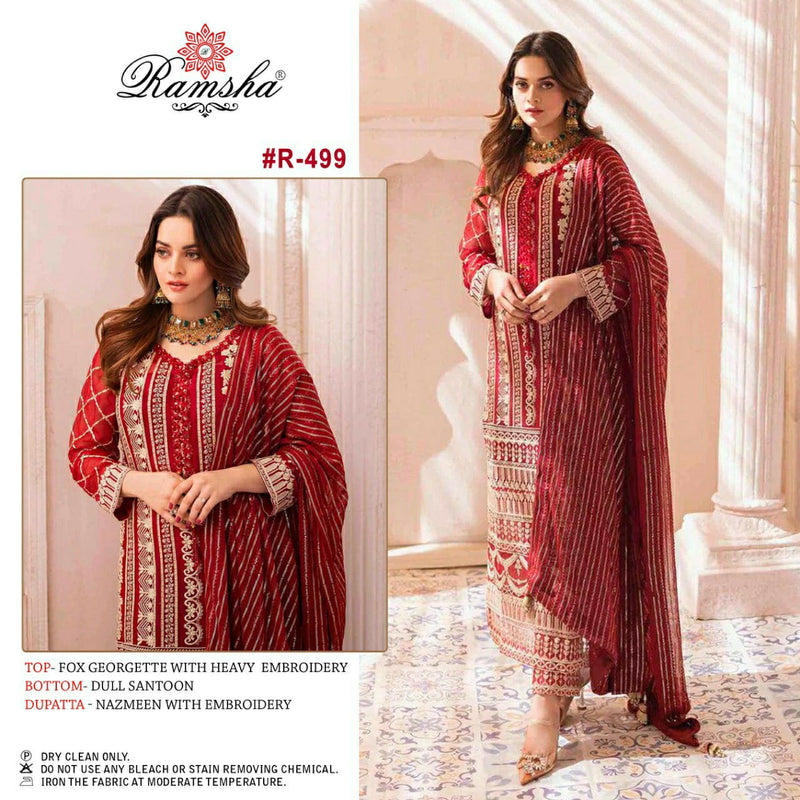 RAMSHA R 499 GEORGETTE WITH HEAVY EMBROIDERY WORK STYLISH DESIGNER PAKISTANI SUIT