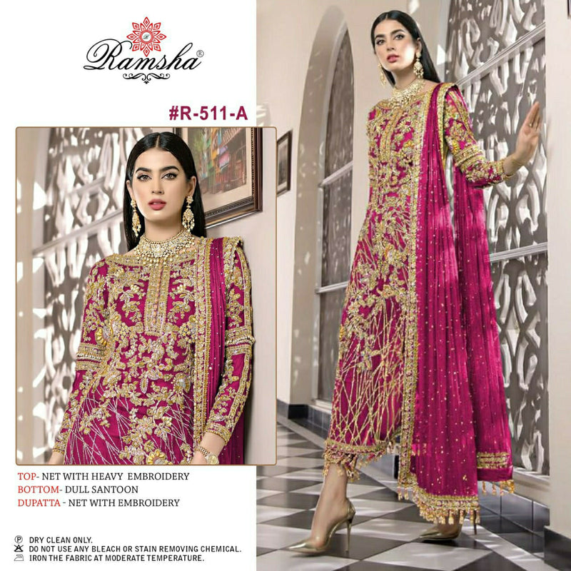 RAMSHA R 511 A GEORGETTE WITH HEAVY EMBROIDERY WEDDING WEAR PAKISTANI SUIT