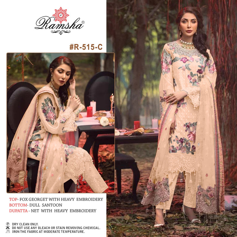 RAMSHA R 515 C GEORGETTE WITH HEAVY EMBROIDERY DESIGNER PARTY WERE PAKISTANI SUIT