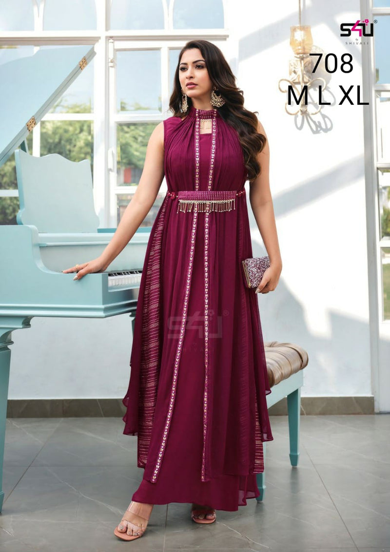 S4U 708 FANCY DESIGNER PARTY WEAR KURTI SINGLE