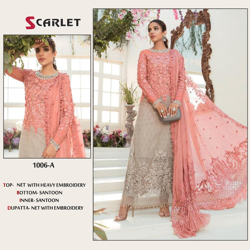 SCARLET D NO 1006 A GEORGETTE WITH HEAVY EMBROIDERY WORK READY TO WEAR PAKISTANI SUIT