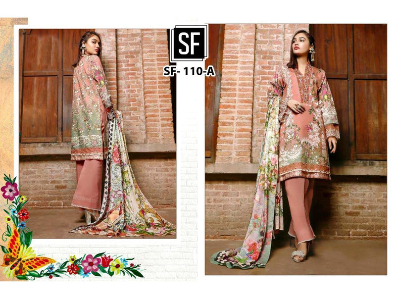 SF FASHION D NO 110 A CHIFFON WITH HEAVY EMBROIDERY STYLISH DESIGNER CASUAL WEAR PAKISTANI SUIT