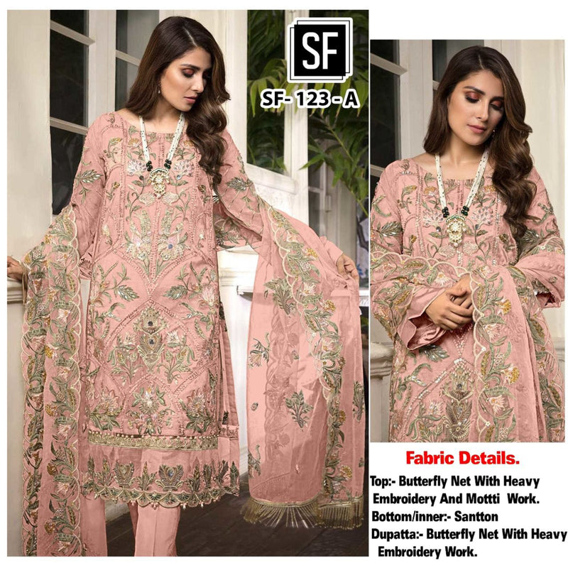 SF FASHION NET WITH HEAVY EMBROIDERY  D NO 123 A STYLISH DESIGNER PAKISTANI PARTY WEAR SALWAR SUIT