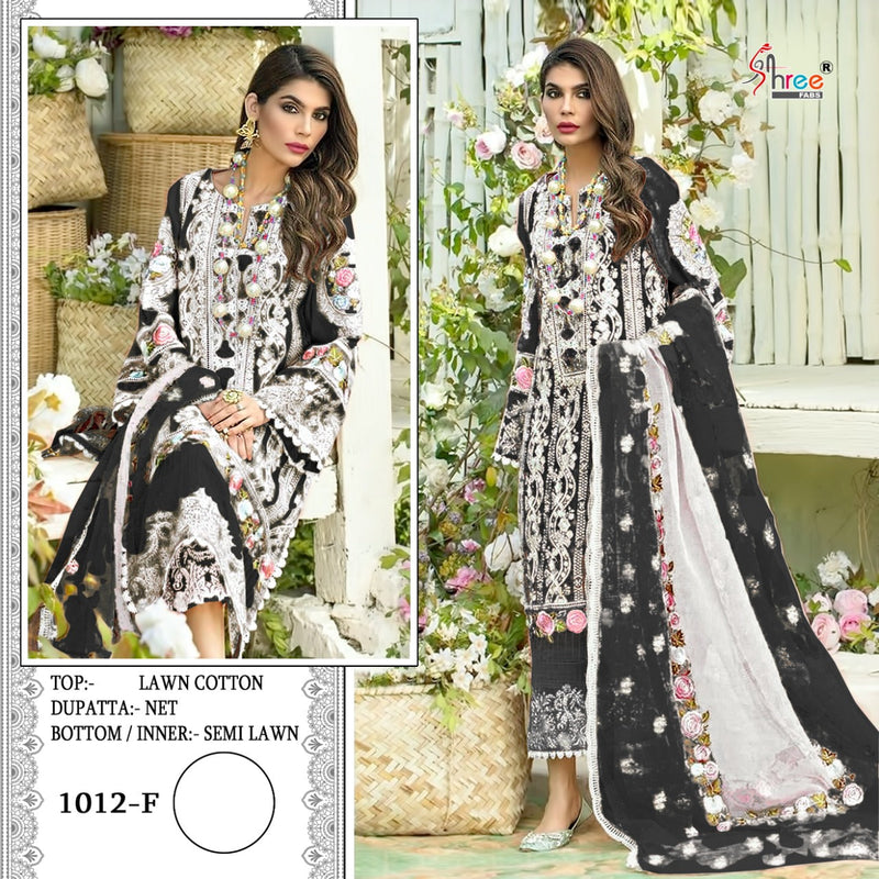 SHREE FAB S 1012 F LAWN COTTON WITH EMBROIDERY STYLISH DESIGNER PARTY WEAR SALWAR SUIT