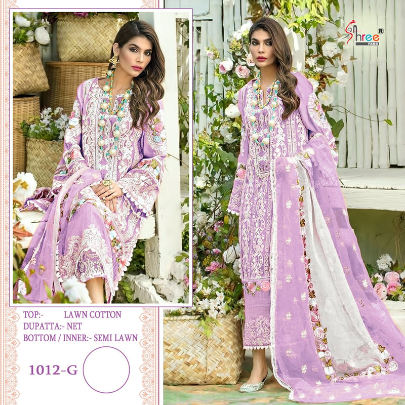 SHREE FAB S 1012 G LAWN COTTON WITH EMBROIDERY STYLISH DESIGNER PARTY WEAR SALWAR SUIT